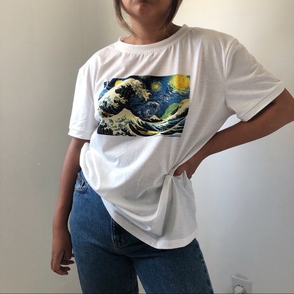 The Great Wave x Starry Night Graphic T-Shirt - Picture 2 of 4